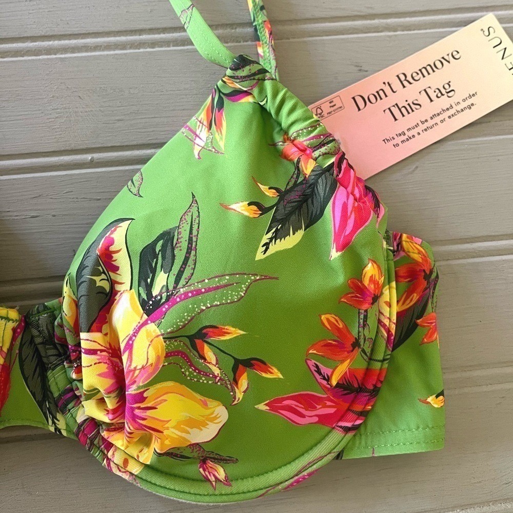 VENUS Tropical Floral Underwire Bikini Swim Top Womens 34B Green Botanical NWT - Picture 3 of 12